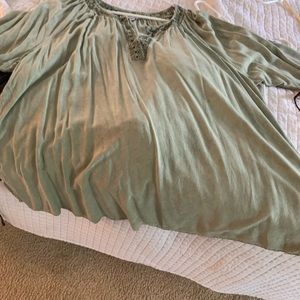 Boho rayon crochet neck blouse!